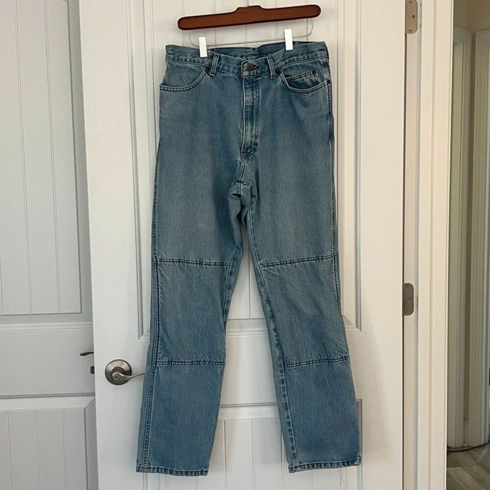 Vintage Draggin Jeans Mens 34x32 Light Wash Kevlar Lined Motorcycle Double Knee